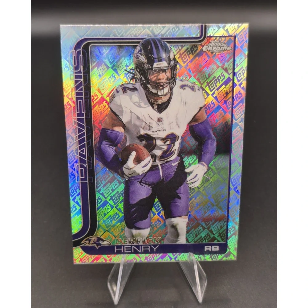 2025 Topps Chrome Derrick Henry #25 Fanatics Topps Logo Refractor SP Ravens